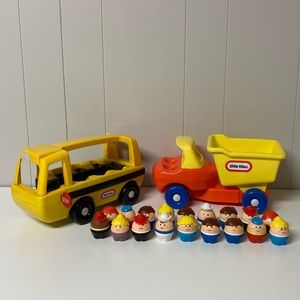 Huge vintage lot of Little Tikes vehicles and figures